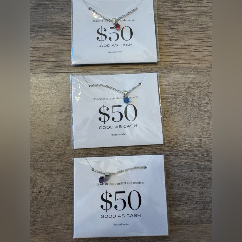 3 NEW Effy Stone Pendants Silver Tone Necklaces (Red, Blue, Purple)